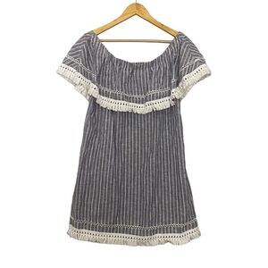 1. State Stripe Linen Dress off the shoulder dress Women's Size Medium